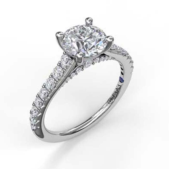 Fana .48CTW Raised Shoulder Engagement Ring Semi-Mounting in 14K White Gold