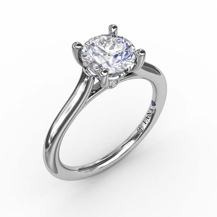 Fana Classic Round Diamond Solitaire Engagement Ring With Cathedral Setting in Platinum