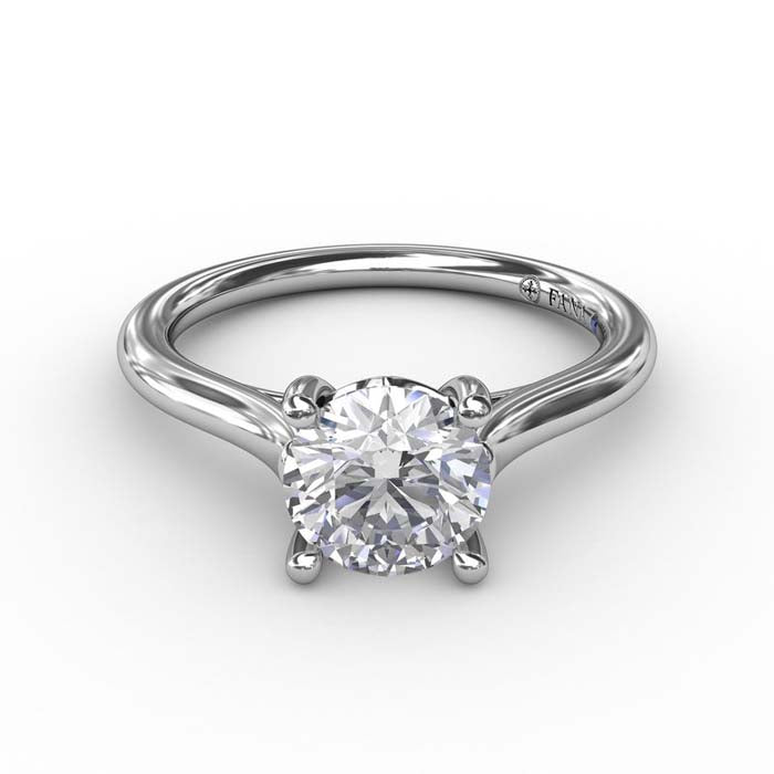 Fana Classic Round Diamond Solitaire Engagement Ring With Cathedral Setting in Platinum