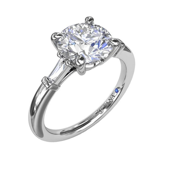 Fana Tapered Baguette Diamond Engagement Ring Semi-Mounting in 14K White Gold