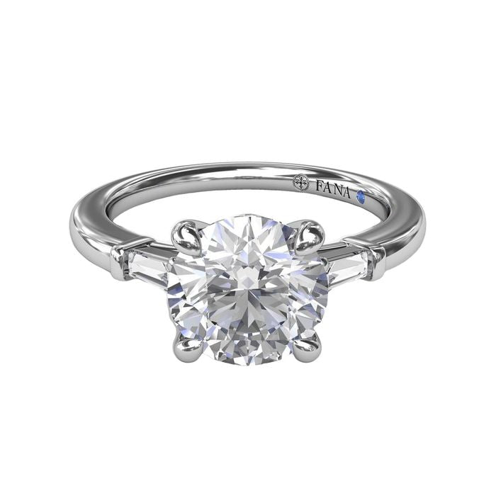 Fana Tapered Baguette Diamond Engagement Ring Semi-Mounting in 14K White Gold