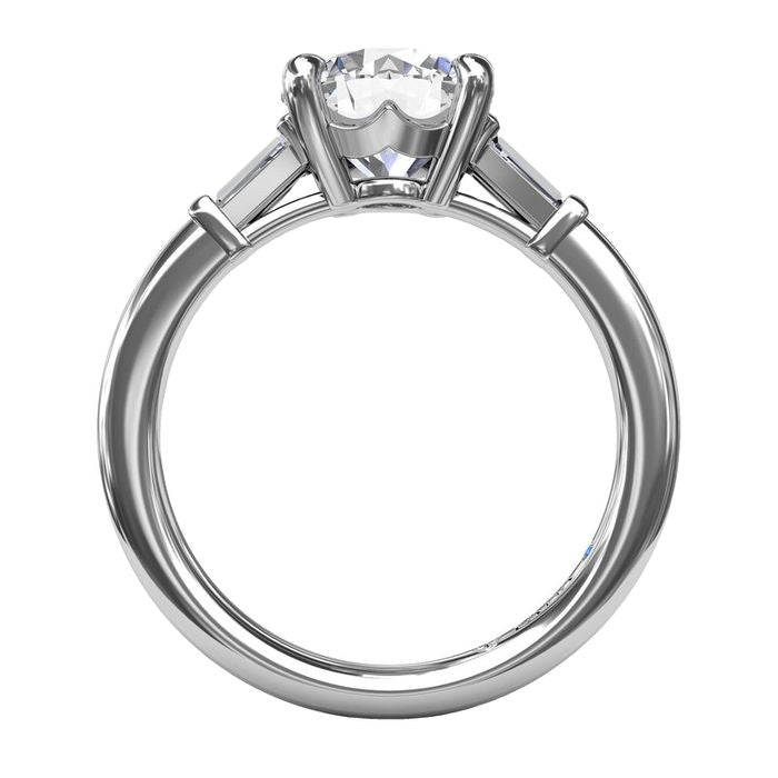 Fana Tapered Baguette Diamond Engagement Ring Semi-Mounting in 14K White Gold