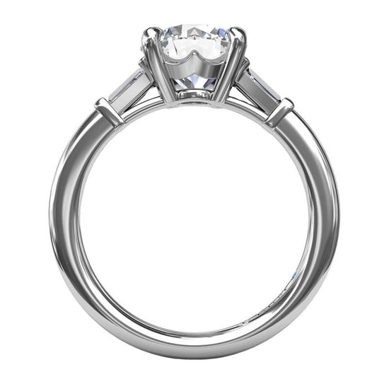 Fana Tapered Baguette Diamond Engagement Ring Semi-Mounting in 14K White Gold
