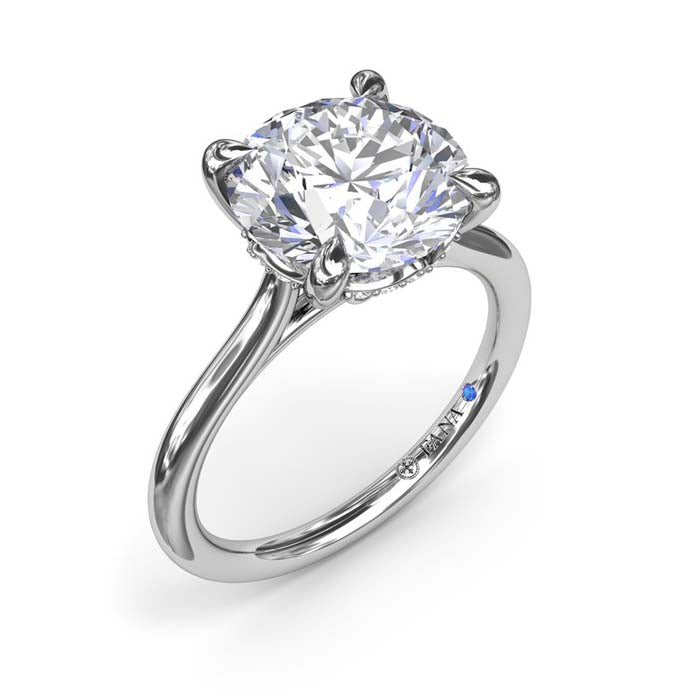 Fana Classic Hidden Halo Diamond Engagement Ring in 14K White Gold