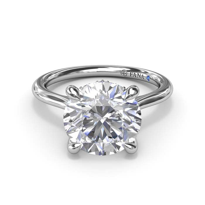 Fana Classic Hidden Halo Diamond Engagement Ring in 14K White Gold