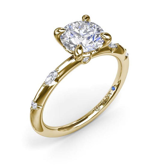 Fana Captivating Raindrop Diamond Engagement Ring in 14K Yellow Gold