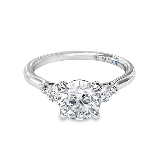Fana Three-Stone Engagement Ring Semi-Mounting in 14K White Gold