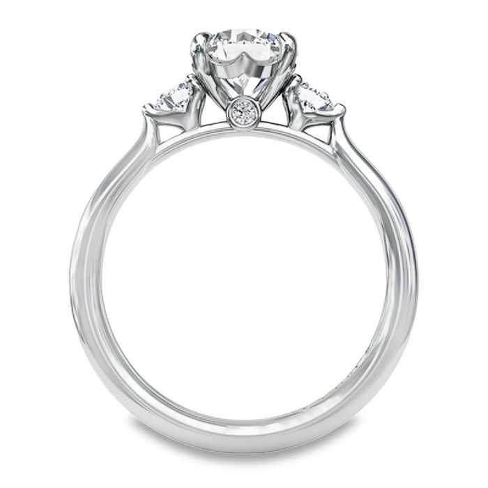 Fana Three-Stone Engagement Ring Semi-Mounting in 14K White Gold