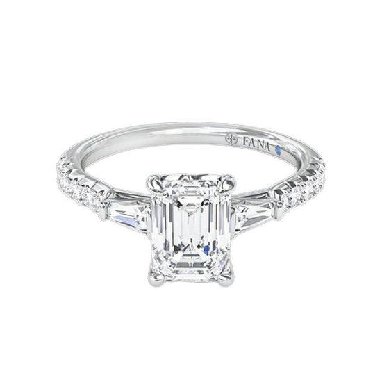 Fana .38CTW Emerald Cut Engagement Ring Semi-Mounting in 14K White Gold