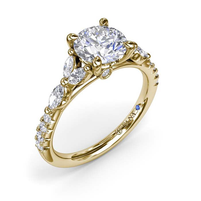 Fana Vintage Floral Diamond Engagement Ring in 14K Yellow Gold