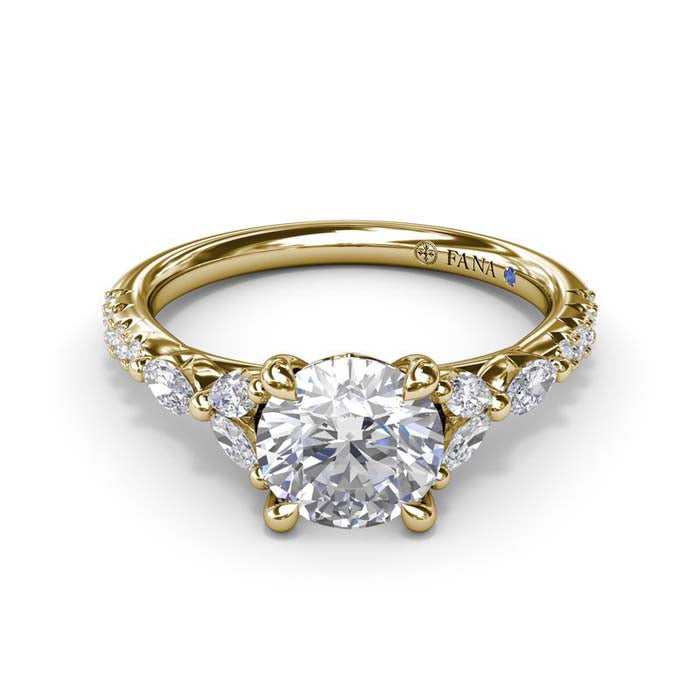 Fana Vintage Floral Diamond Engagement Ring in 14K Yellow Gold