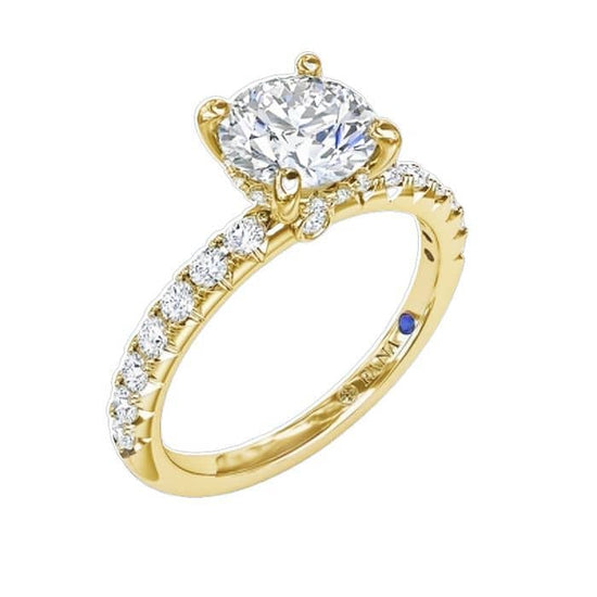Fana Diamond Engagment Ring Semi-Mounting in 14K Yellow Gold