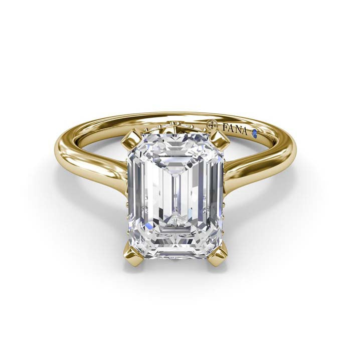 Fana Timeless Hidden Halo Diamond Engagement Ring in 14K Yellow Gold