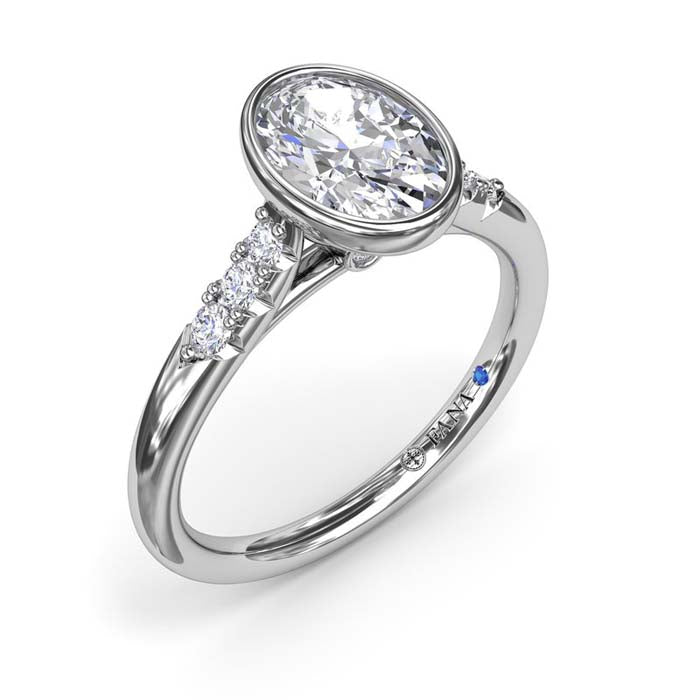 Fana Beautiful Bezel Set Engagement Ring in 14K White Gold