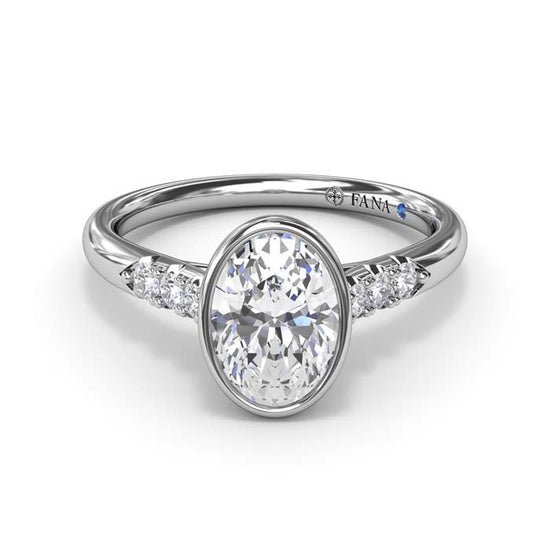 Fana Beautiful Bezel Set Engagement Ring in 14K White Gold