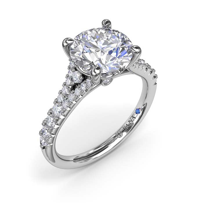 Fana Diamond Split Shank Engagement Ring in 14K White Gold