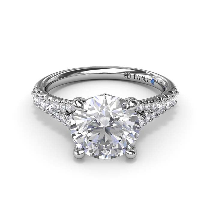 Fana Diamond Split Shank Engagement Ring in 14K White Gold