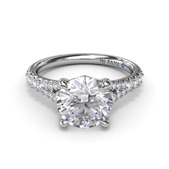 Fana Diamond Split Shank Engagement Ring in 14K White Gold