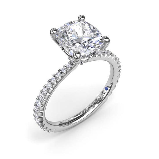 Fana Diamond Collar Engagement Ring in 14K White Gold