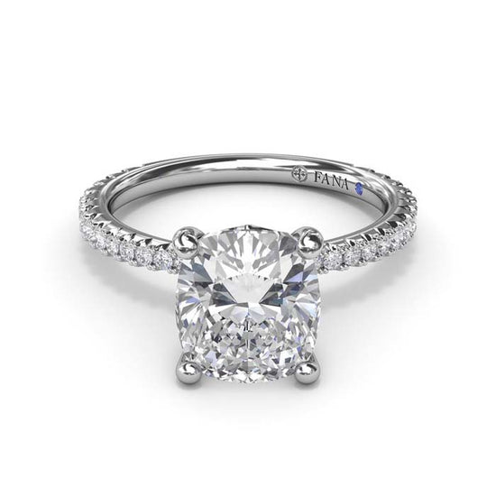 Fana Diamond Collar Engagement Ring in 14K White Gold