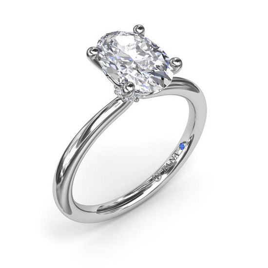 Fana Hidden Halo Engagement Ring in 14K White Gold