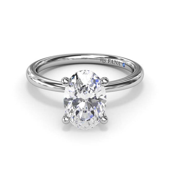 Fana Hidden Halo Engagement Ring in 14K White Gold