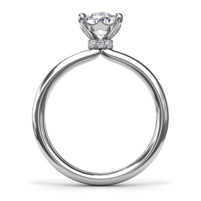 Fana Hidden Halo Engagement Ring in 14K White Gold