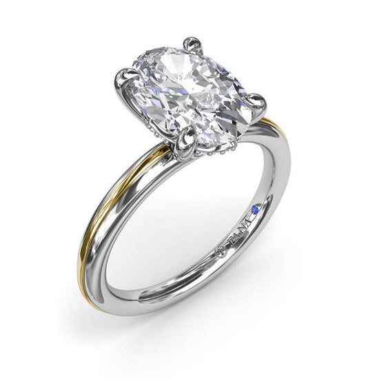 Fana Two-Tone Diamond Engagement Ring Semi-Mounting in 14K White and Yellow Gold