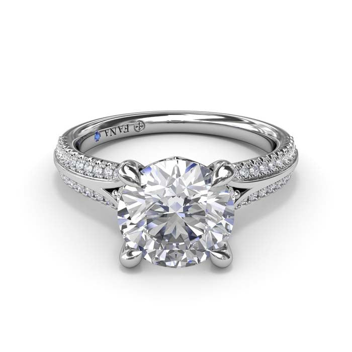 Fana Split Shank Diamond Engagement Ring in 14K and 18K White Gold