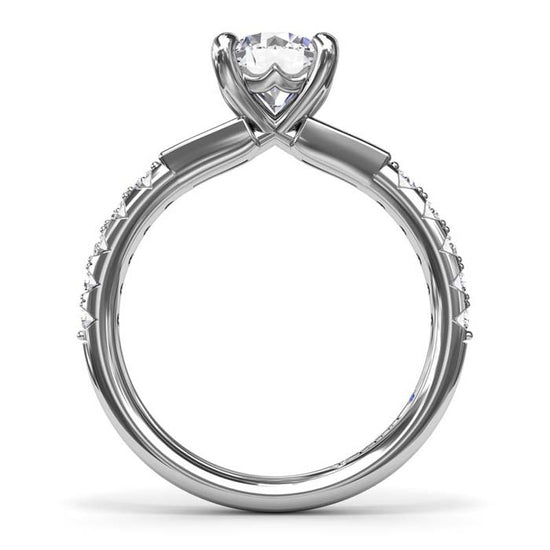 Fana Tapered Baguette Diamond Engagement Ring in 14K White Gold