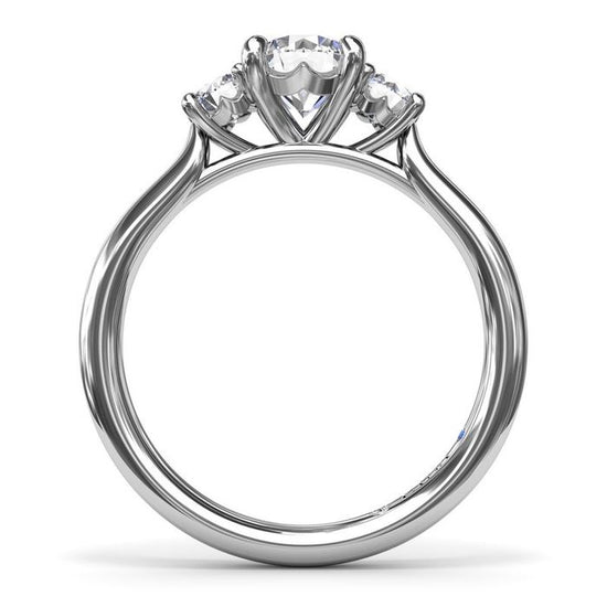 Fana Three-Stone Diamond Engagement Ring Semi-Mounting in 14K White Gold