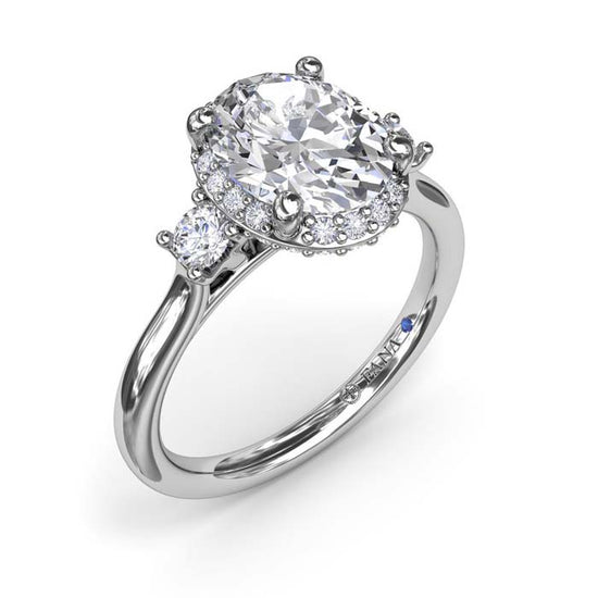 Fana Diamond Halo Engagement Ring in 14K White Gold