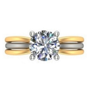 Fana Two-Tone Solitaire Engagement Ring Semi-Mounting in 14K Yellow and White Gold