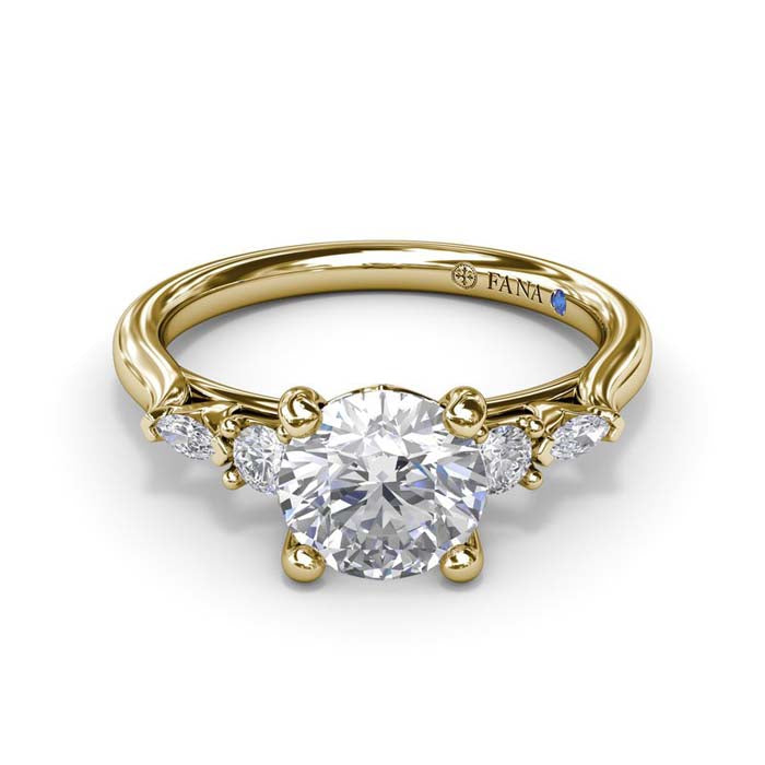 Fana Delicate Round Diamond Engagement Ring in 14K Yellow Gold