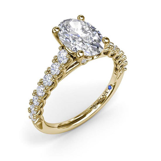 Fana Trellis Set Oval Diamond Engagement Ring in 14K Yellow Gold