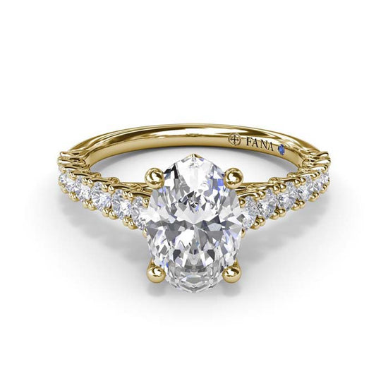 Fana Trellis Set Oval Diamond Engagement Ring in 14K Yellow Gold