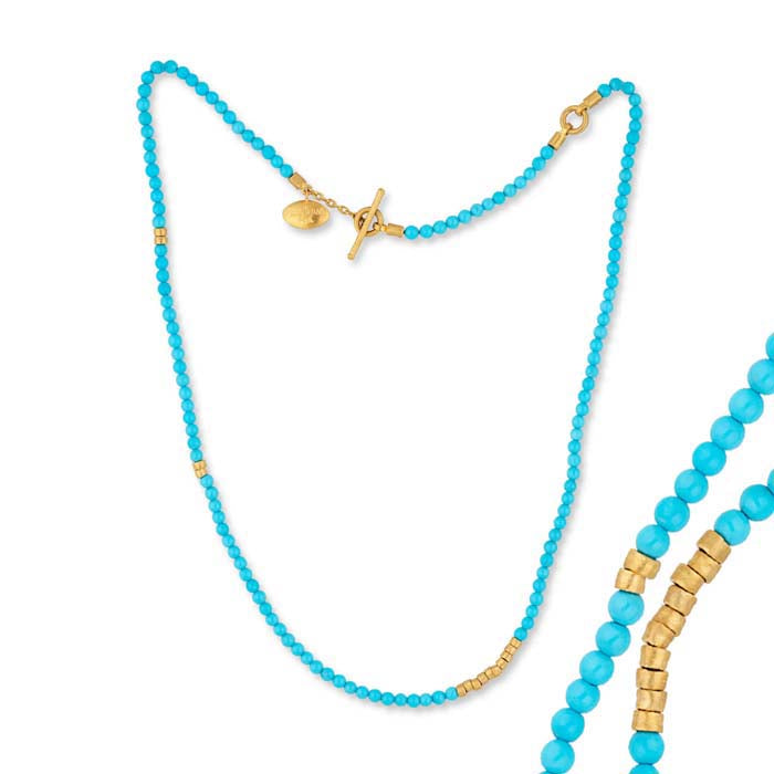 Lika Behar Sarah Necklace with Armenian Turquoise in 24K Yellow Gold