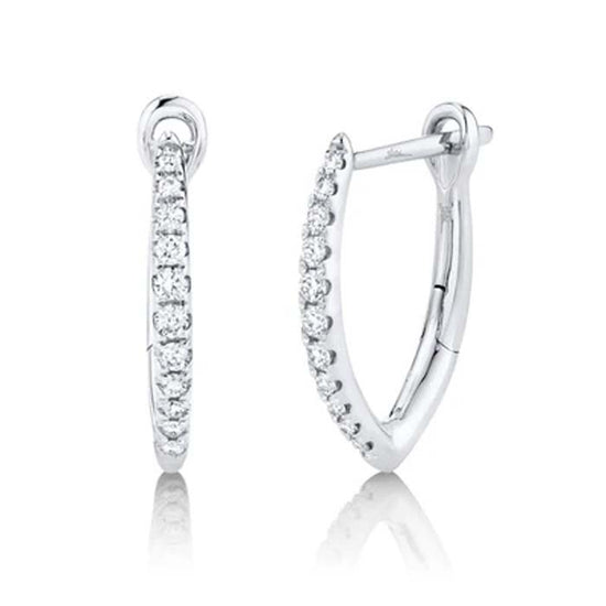 Shy Creation "Eternal Collection" .15CTW Diamond Hoop Earrings in 14K White Gold