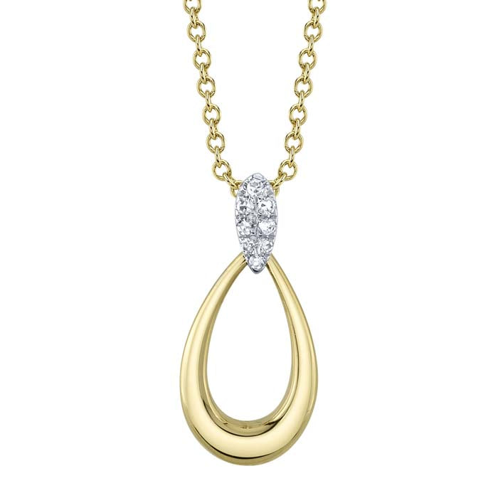 Shy Creation .03CTW “Kate Collection” Teardrop Shaped Pendant in 14K Yellow Gold