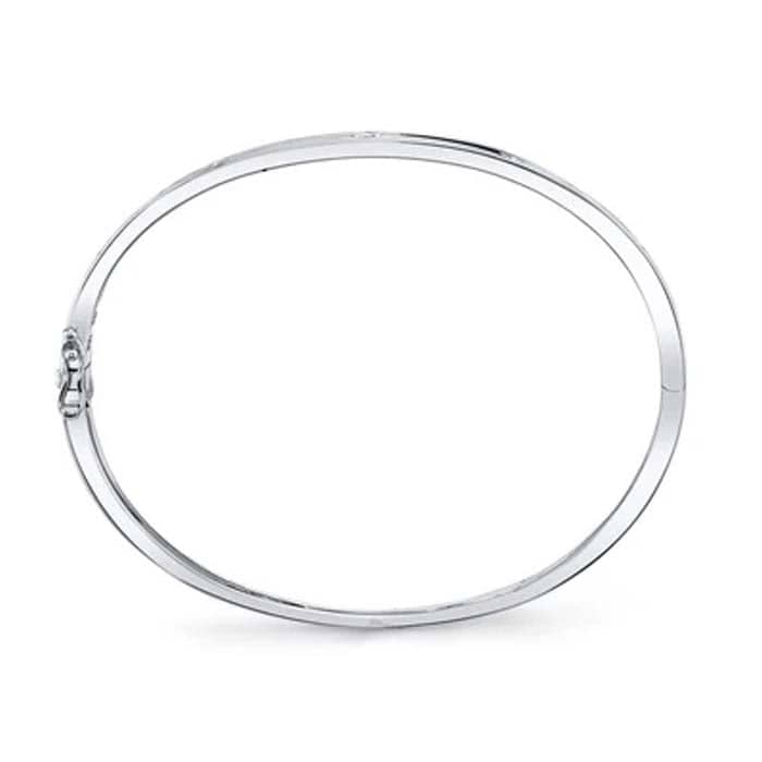 Shy Creation .38CTW Diamond Station Bangle Bracelet in 14K White Gold