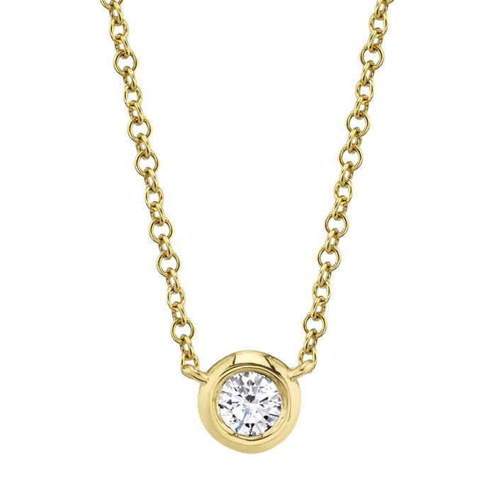 Shy Creation .20CTW Diamond Bezel Necklace in 14K Yellow Gold