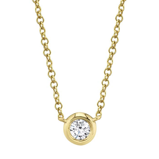 Shy Creation .20CTW Diamond Bezel Necklace in 14K Yellow Gold