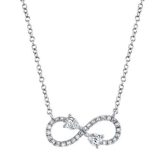 Shy Creation "Colette Collection" .22CTW Diamond Infinity Necklace in 14K White Gold