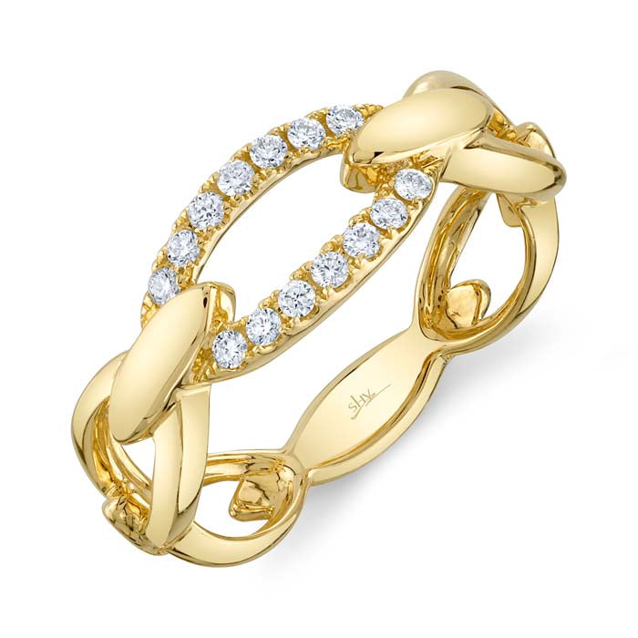 Shy Creation Diamond Link Ring in 14K Yellow Gold