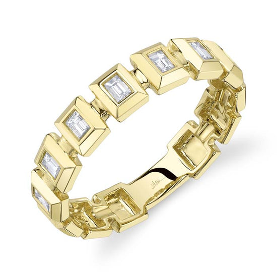 Shy Creation .27CTW Baguette Bezel Geo-Cut Band in 14K Yellow Gold
