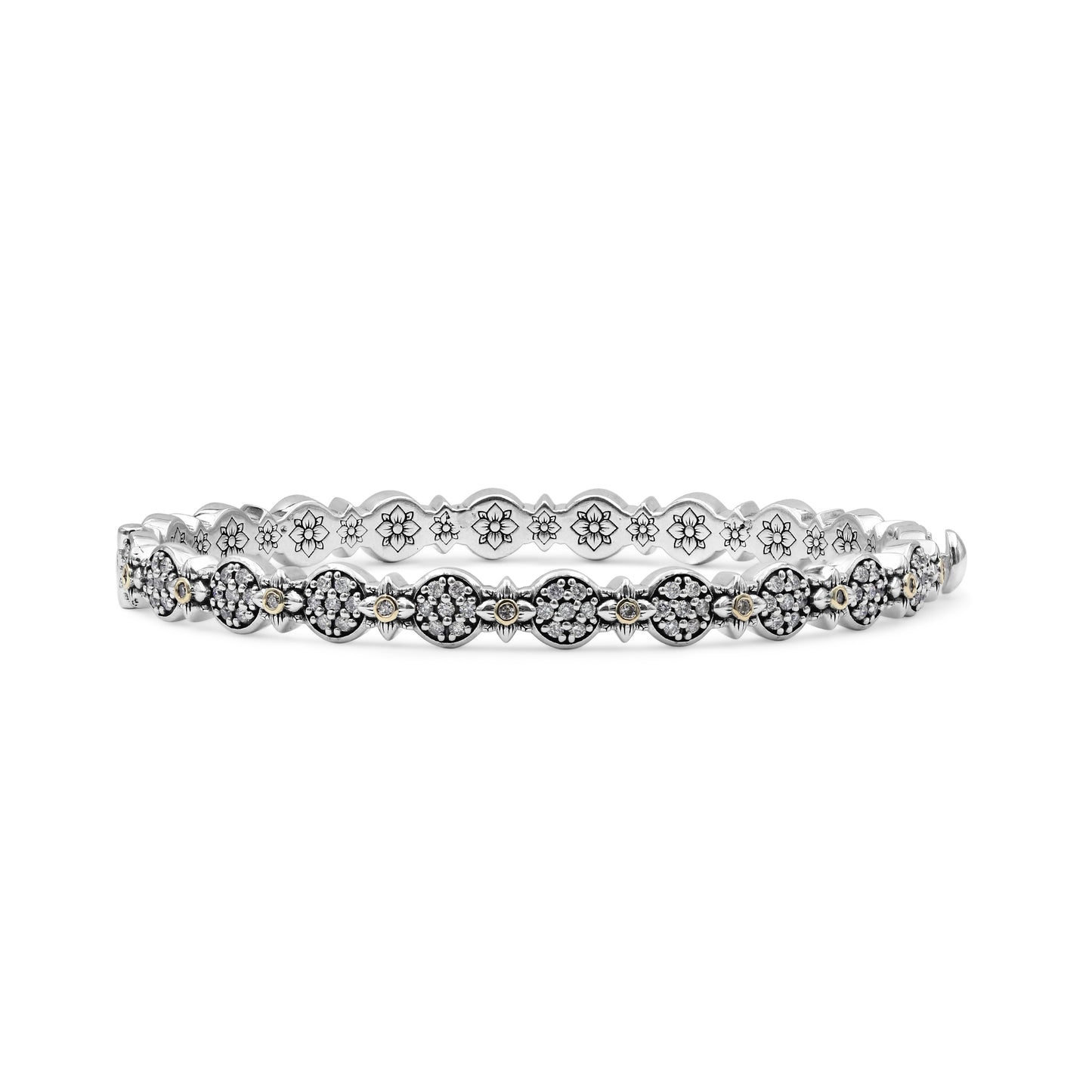 Stephen Dweck Pavé Diamond Garden of Stephen Oval Bangle in Sterling Silver and 18K Yellow Gold