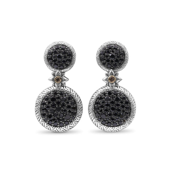 Stephen Dweck Black Onyx Garden of Stephen Drop Earrings with Diamonds in Sterling Silver and 18K Yellow Gold