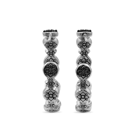 Stephen Dweck Black Onyx Garden of Stephen Inside-Outside Hoop Earrings with Diamond Accents in Sterling Silver and 18K Yellow Gold