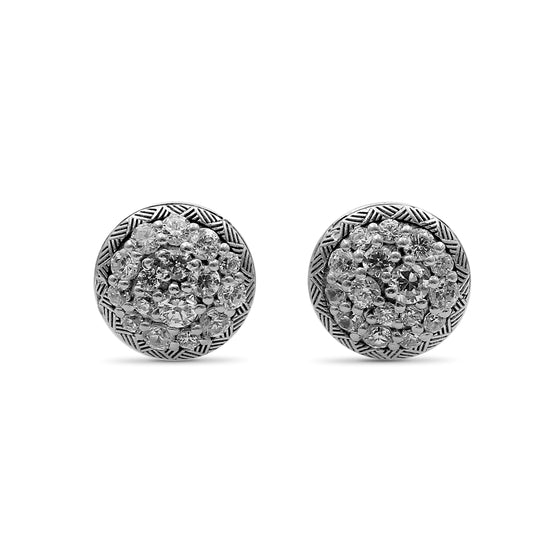 Stephen Dweck Pavé Diamond Garden of Stephen Stud Earrings in Sterling Silver