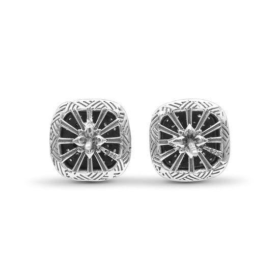 Stephen Dweck Pavé Diamond Garden of Stephen Square Stud Earrings in Sterling Silver